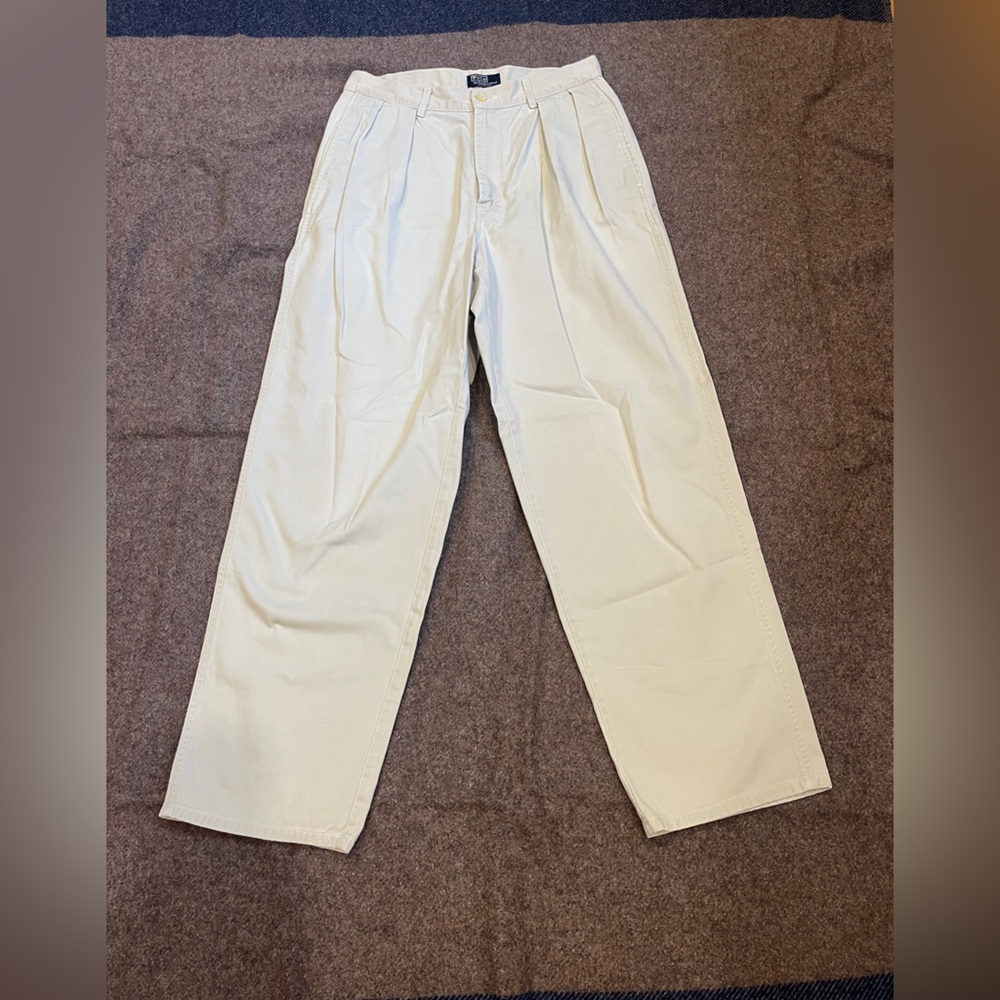 Vintage Polo Ralph Lauren Double Pleated Khaki Chinos Made in USA 30x30